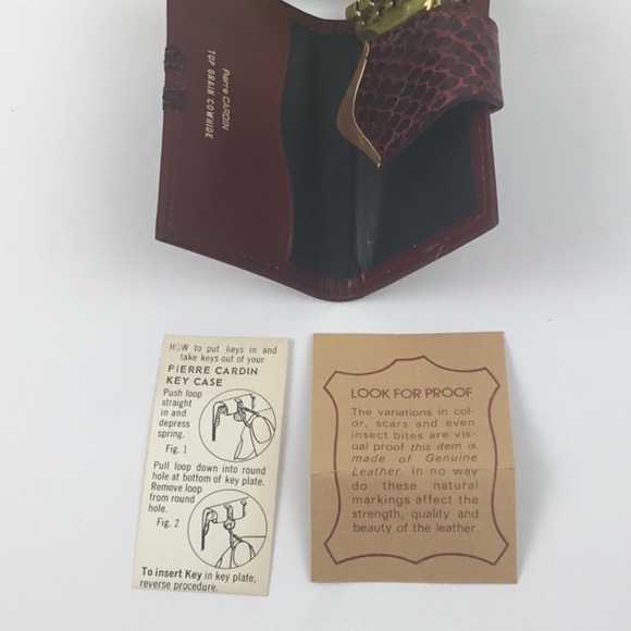 PIERRE CARDIN Vintage mini red top grade cowhide card and key holder - Picture 5 of 6